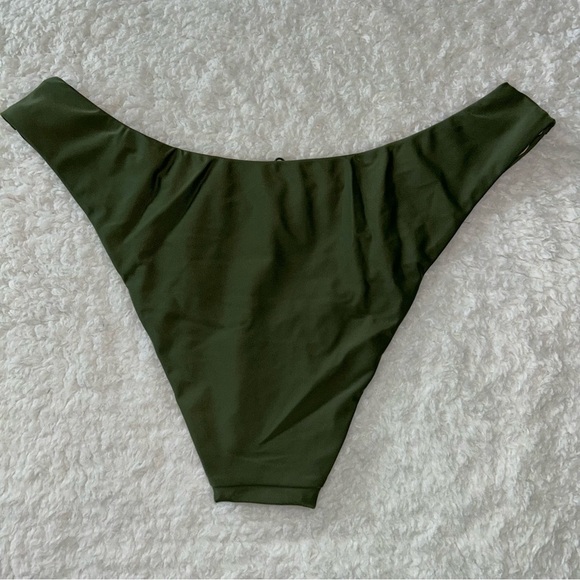 J. Crew Curved Waist Cheeky Bikini Bottom Safari Green Size Medium NWT - Picture 2 of 6